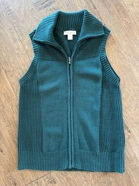 Christopher & Banks Teal Zip-Up Knit Vest